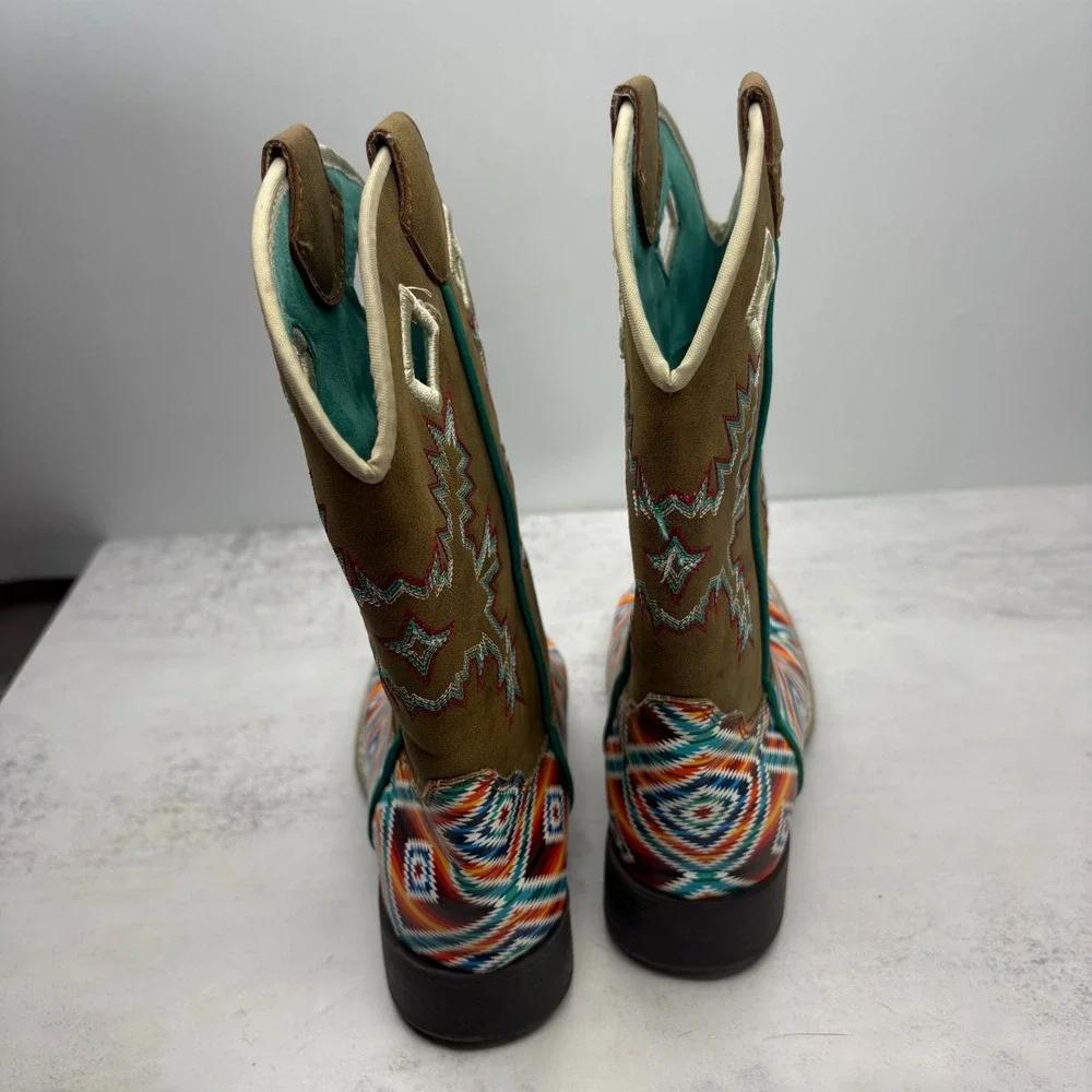 Twister Brynlee Western Boots Children 13 Brown Aztec Modern Cowgirl Festival